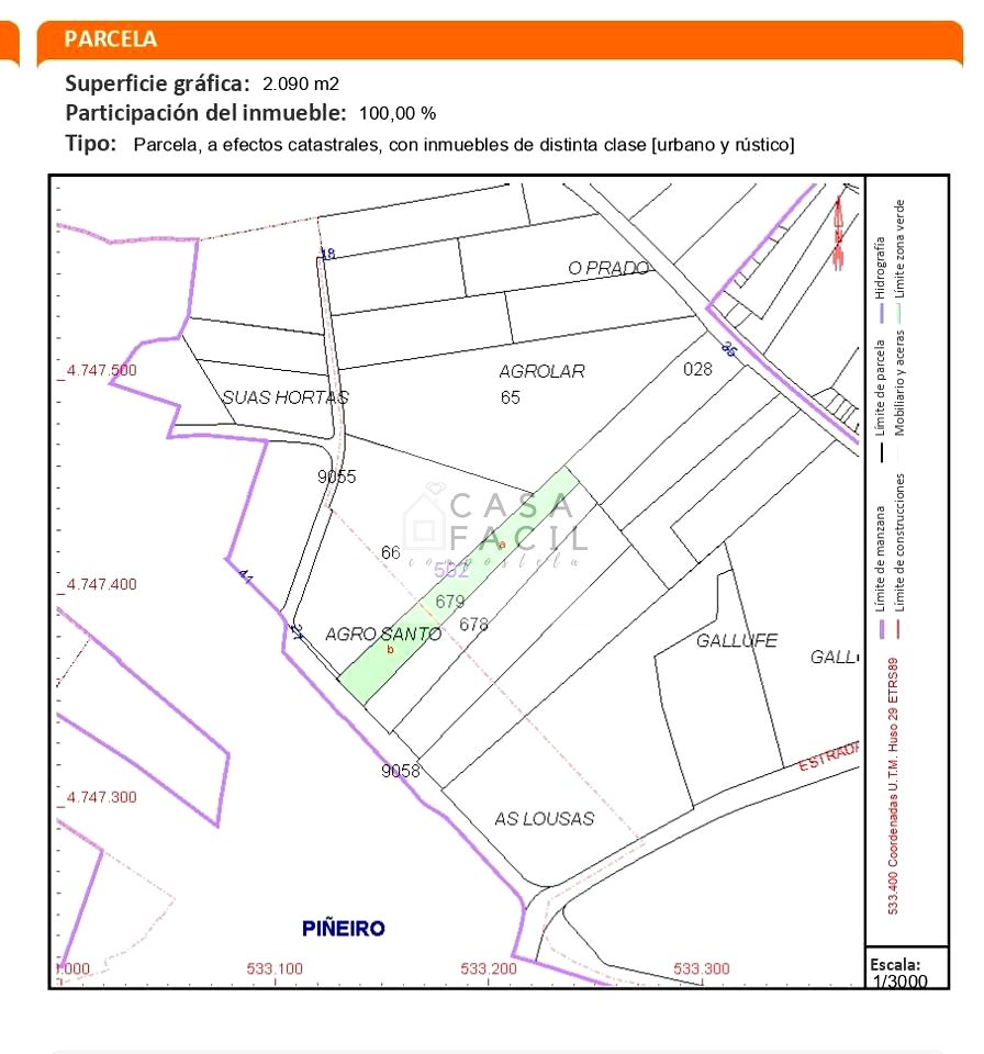 Terreno en Rúa do Piñeiro de Villestro, santiago de compostela, A Coruña de 2090 m2