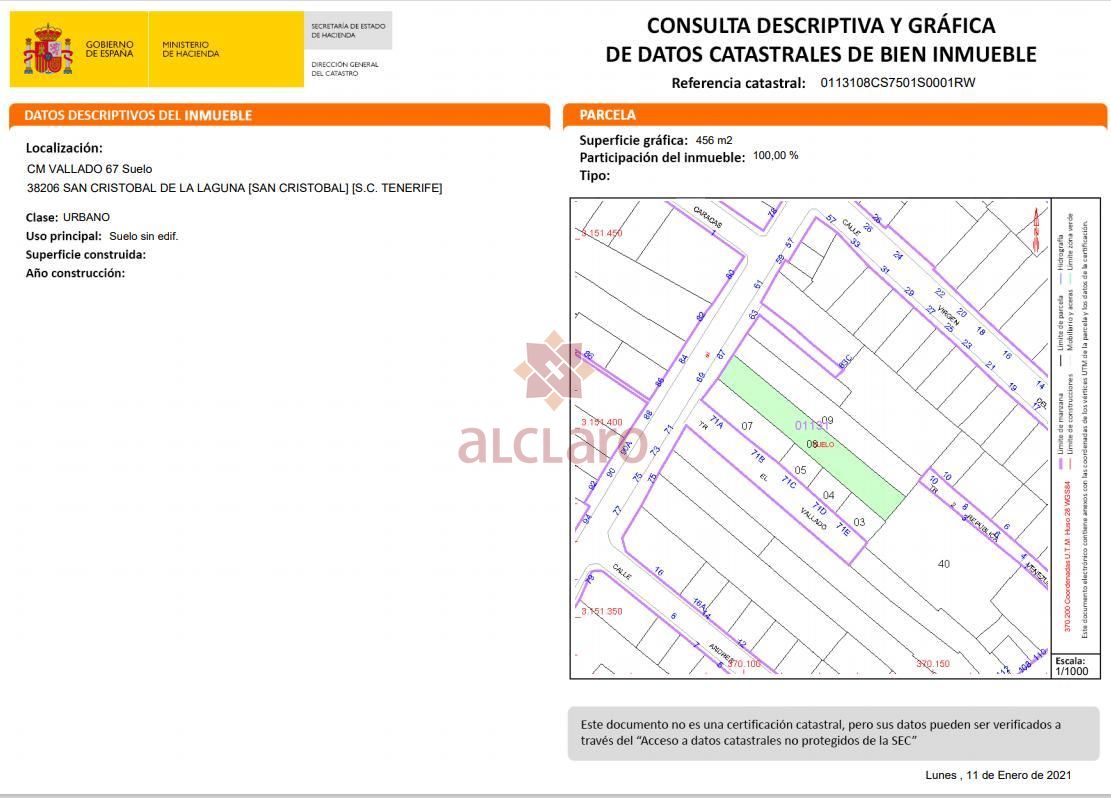 Land in Camino el Vallado, La Laguna, Santa Cruz de Tenerife of 456 m2