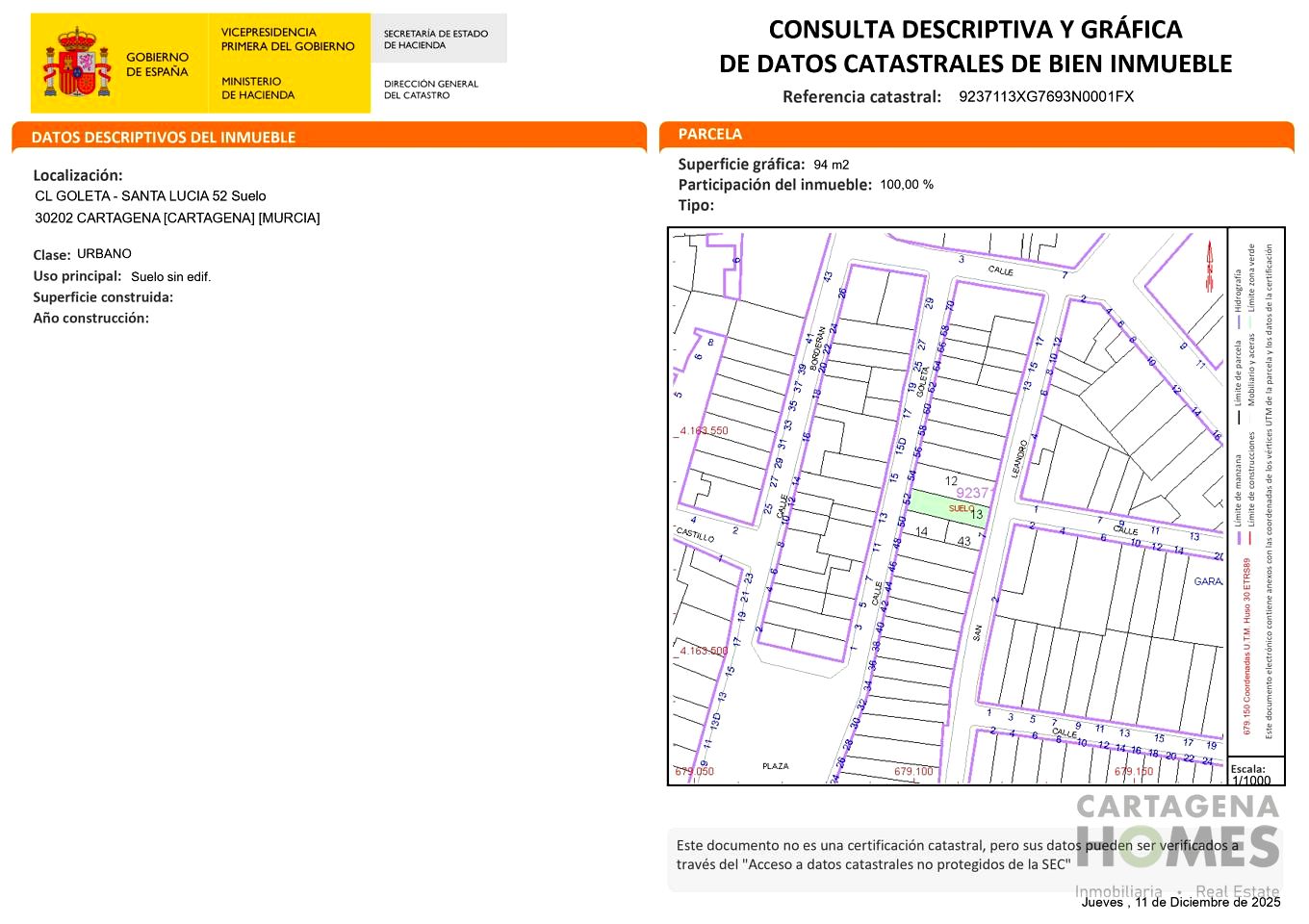terrenos en cartagena · santa-lucia 29000€